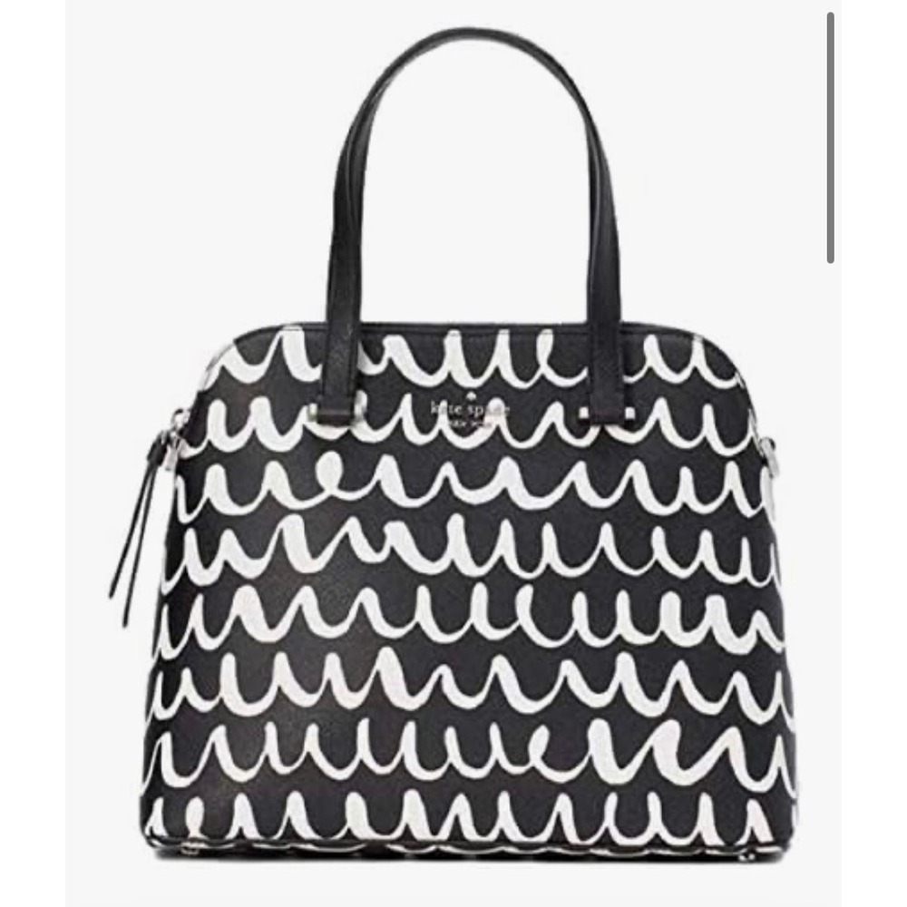 NEW Kate Spade Maisie Large Pop Scallop Medium Dome Satchel Black Crossbody
